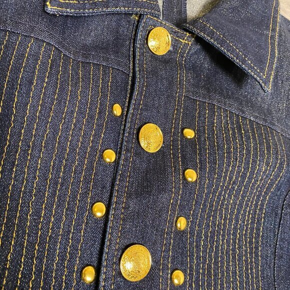 Christine Phillippe Womens Denim Jacket Sz 8 Gold Button Detail Classy Casual - Picture 7 of 11
